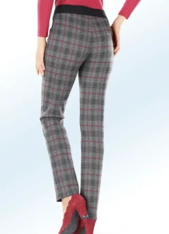 New KLAUS MODELLE MADE IN GERMANY Hose in angesagter Karo-Dessinierung ANTHRAZIT-ROT