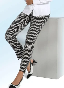 Outlet BADER Hose in aparter Streifen-Dessinierung SCHWARZ-WEISS