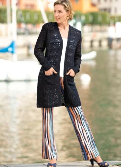 Sale KLAUS MODELLE MADE IN GERMANY Hose in aparter Streifendessinierung MARINE-BUNT