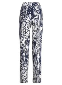KLAUS MODELLE MADE IN GERMANY Hose in ausdrucksstarker Dessinierung DUNKELBLAU-WEISS