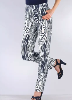 KLAUS MODELLE MADE IN GERMANY Hose in ausdrucksstarker Dessinierung DUNKELBLAU-WEISS