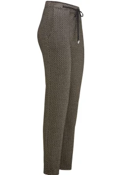 New KLAUS MODELLE MADE IN GERMANY Hose in Fischgrat-Dessinierung SCHWARZ-ANTHRAZIT-BEIGE