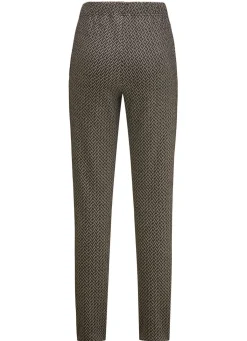 New KLAUS MODELLE MADE IN GERMANY Hose in Fischgrat-Dessinierung SCHWARZ-ANTHRAZIT-BEIGE
