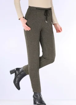 New KLAUS MODELLE MADE IN GERMANY Hose in Fischgrat-Dessinierung SCHWARZ-ANTHRAZIT-BEIGE