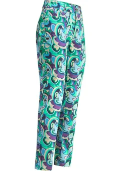 Clearance BADER Hose in Knöchellänge mit farbbrillantem Druck GRÜN-BLEU-BEIGE
