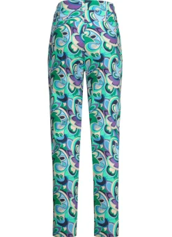 Clearance BADER Hose in Knöchellänge mit farbbrillantem Druck GRÜN-BLEU-BEIGE