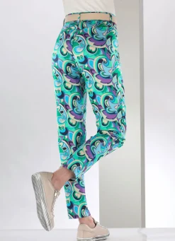 Clearance BADER Hose in Knöchellänge mit farbbrillantem Druck GRÜN-BLEU-BEIGE