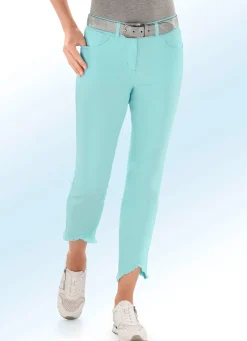Discount BADER Hose in 7/8-Länge mit interessantem Fransenabschluss MINT