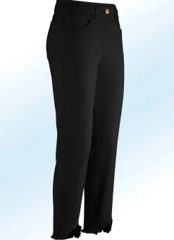Clearance BADER Hose in 7/8-Länge mit interessantem Fransenabschluss SCHWARZ