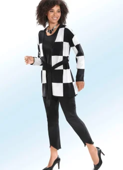 Clearance BADER Hose in 7/8-Länge mit interessantem Fransenabschluss SCHWARZ