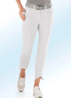 New BADER Hose in 7/8-Länge mit interessantem Fransenabschluss ECRU