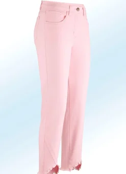 Discount BADER Hose in 7/8-Länge mit interessantem Fransenabschluss ROSÉ
