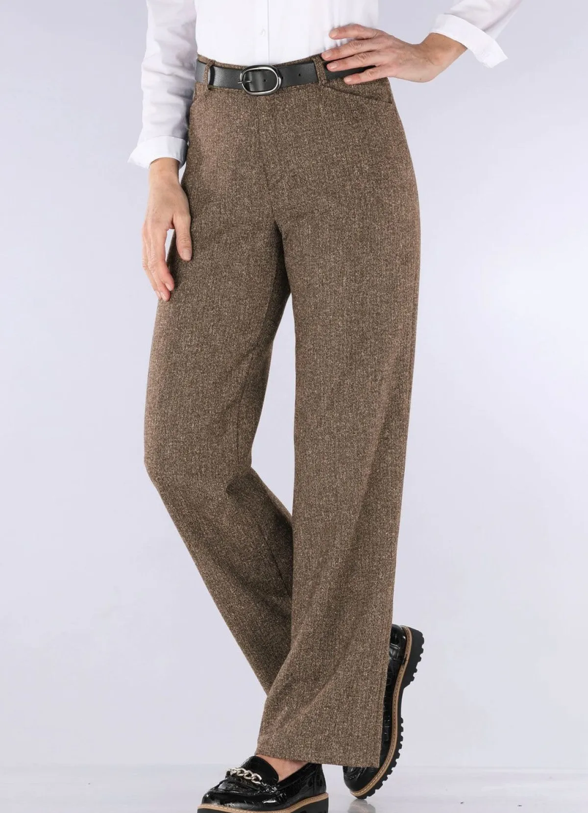 Discount KLAUS MODELLE MADE IN GERMANY Hose in modischer Weite MITTELBRAUN MEL.