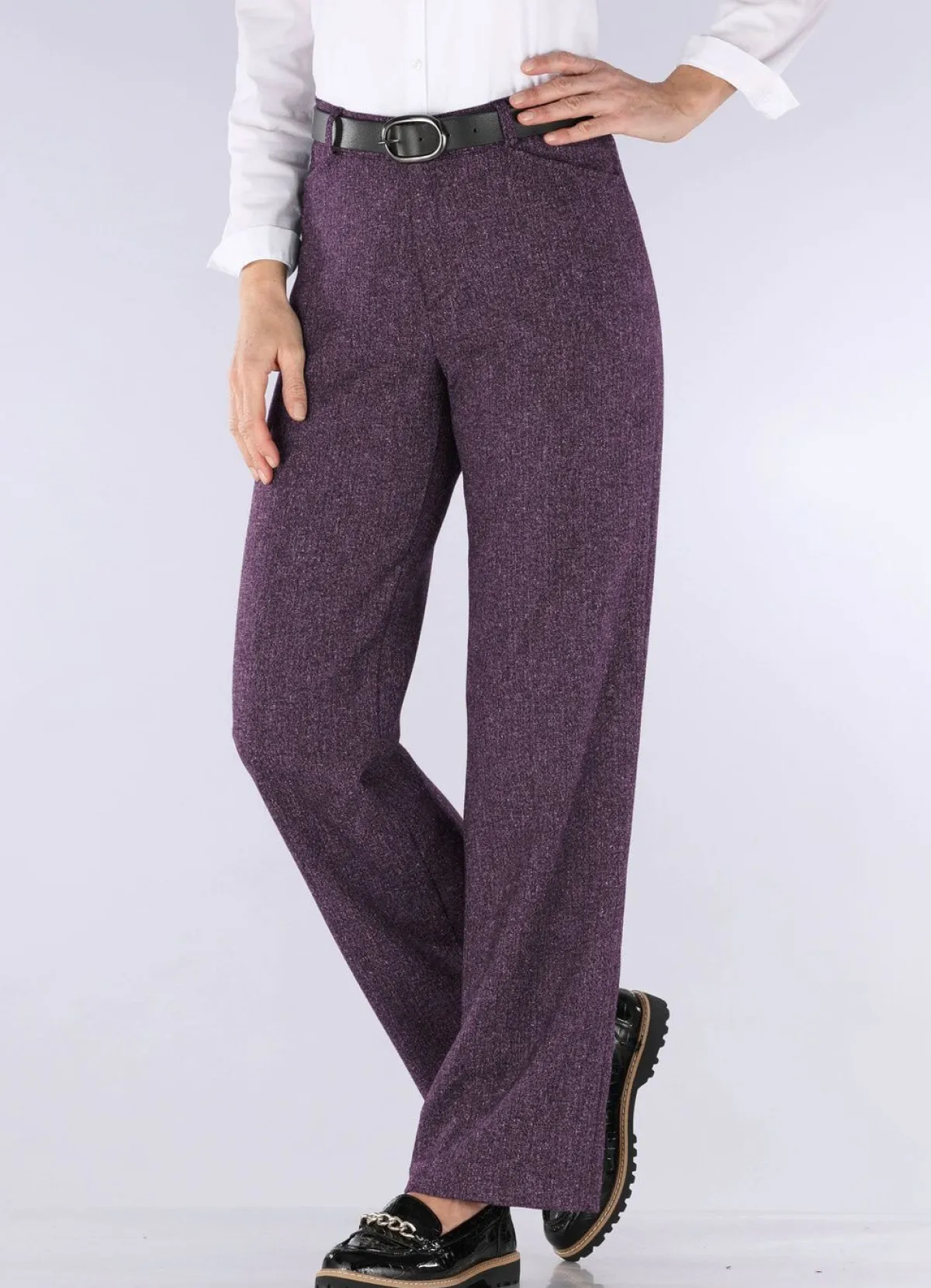Sale KLAUS MODELLE MADE IN GERMANY Hose in modischer Weite BROMBEER MEL.