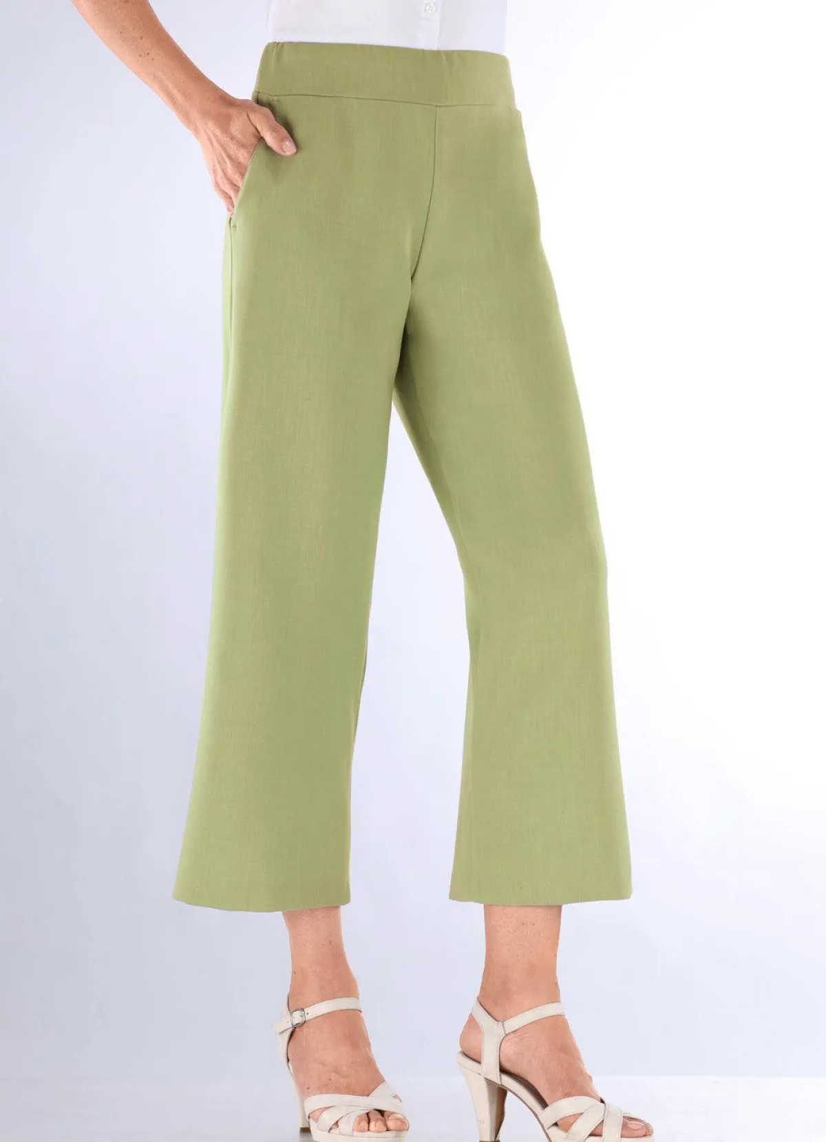 Online KLAUS MODELLE MADE IN GERMANY Hose in modisch verkürzter Länge GRÜN MELANGE