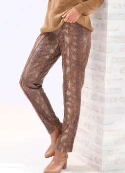 BADER Hose in Reptil-Optik COGNAC-SCHWARZ-GOLDFARBENFARBEN