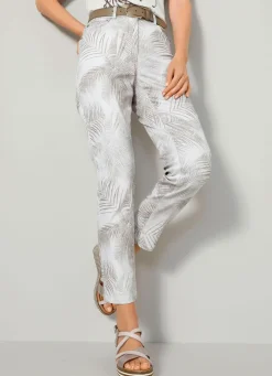 Online BADER Hose in trendiger Blätterdessinierung BEIGE-BRAUN