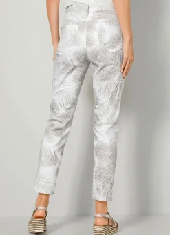 Online BADER Hose in trendiger Blätterdessinierung BEIGE-BRAUN