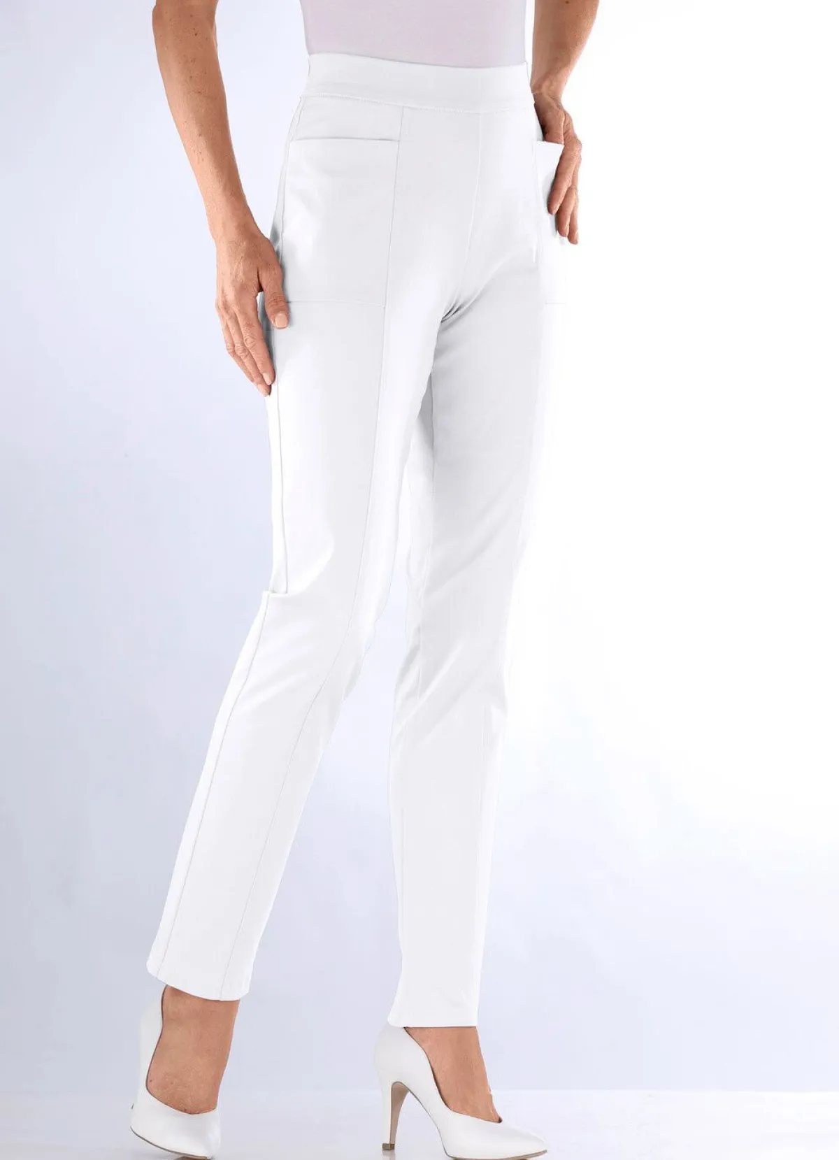 Sale KLAUS MODELLE MADE IN GERMANY Hose mit abgesteppten Teilungsnähten WEISS