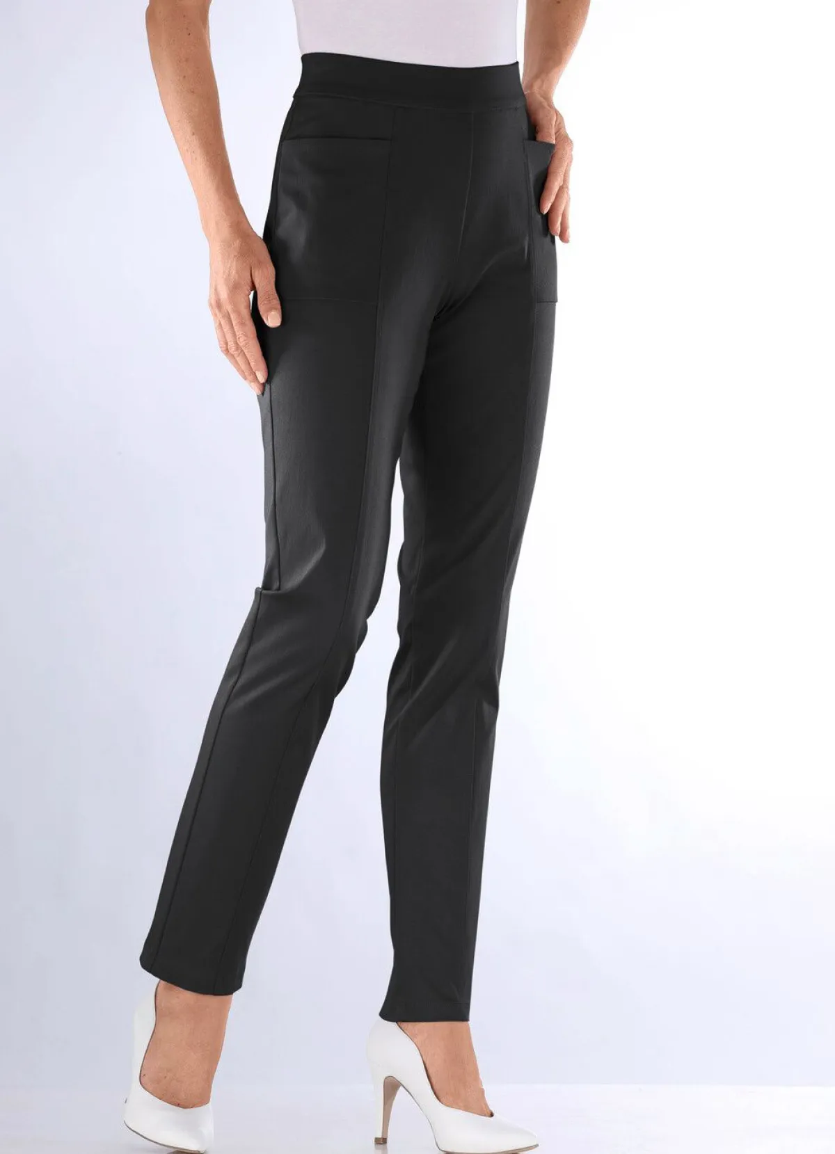 Discount KLAUS MODELLE MADE IN GERMANY Hose mit abgesteppten Teilungsnähten SCHWARZ