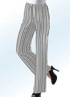 Online ELENA EDEN Hose mit aktueller Streifendessinierung ECRU-SCHWARZ