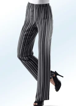 Sale ELENA EDEN Hose mit aktueller Streifendessinierung SCHWARZ-HELLBEIGE