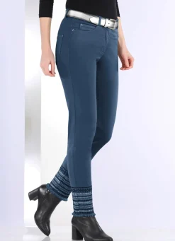 Sale BADER Hose mit aufwendiger Stickerei im Ethno-Stil BLAU