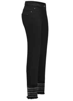 Sale BADER Hose mit aufwendiger Stickerei im Ethno-Stil SCHWARZ
