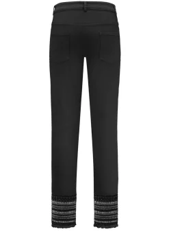 Sale BADER Hose mit aufwendiger Stickerei im Ethno-Stil SCHWARZ