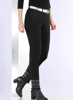 Sale BADER Hose mit aufwendiger Stickerei im Ethno-Stil SCHWARZ