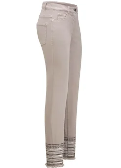 Hot BADER Hose mit aufwendiger Stickerei im Ethno-Stil GRAU