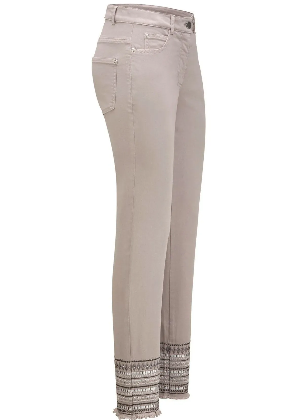 Hot BADER Hose mit aufwendiger Stickerei im Ethno-Stil GRAU