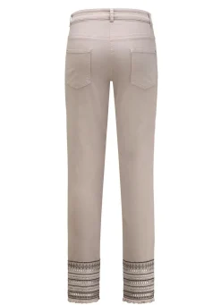Hot BADER Hose mit aufwendiger Stickerei im Ethno-Stil GRAU