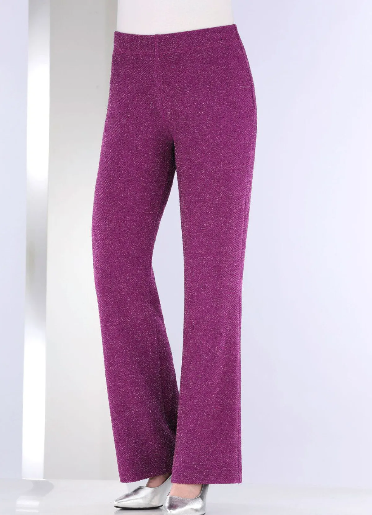 Online KLAUS MODELLE MADE IN GERMANY Hose mit edel funkelndem Glanzgarn BEERE