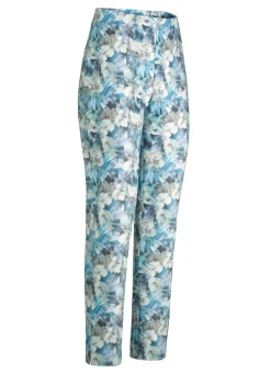Hot KLAUS MODELLE MADE IN GERMANY Hose mit floralem Allover-Dessin ECRU-BLEU-BUNT