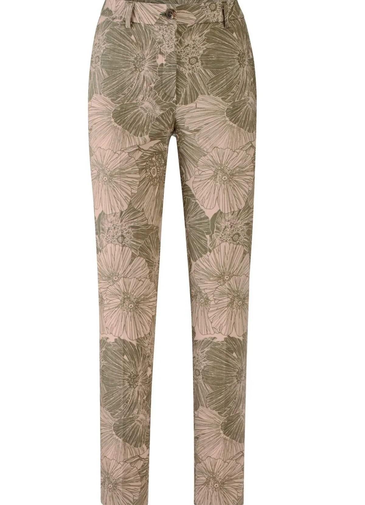 Hot BADER Hose mit floraler Dessinierung SAND-SCHILFGRÜN