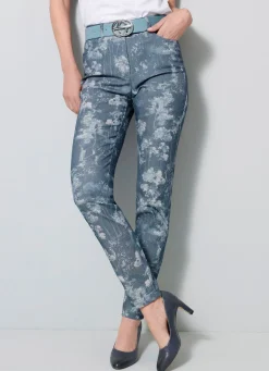Clearance BADER Hose mit floraler Dessinierung BLAU-WEISS