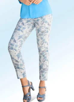 Online BADER Hose mit floraler Dessinierung BLEU-ECRU