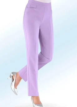 New KLAUS MODELLE MADE IN GERMANY Hose mit funkelndem Perlen- und Glitzersteinchenbesatz HELLGRAU