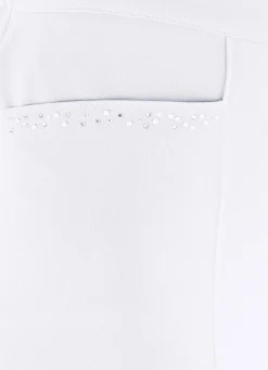 Best KLAUS MODELLE MADE IN GERMANY Hose mit funkelndem Perlen- und Glitzersteinchenbesatz WEISS