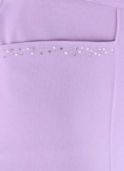 Clearance KLAUS MODELLE MADE IN GERMANY Hose mit funkelndem Perlen- und Glitzersteinchenbesatz FLIEDER