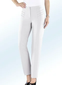 KLAUS MODELLE MADE IN GERMANY Hose mit hübscher Biesenzier ECRU