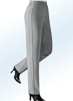 Hot BADER Hose mit kontrasfarbener Zierpaspel M''GRAU-SCHWARZ