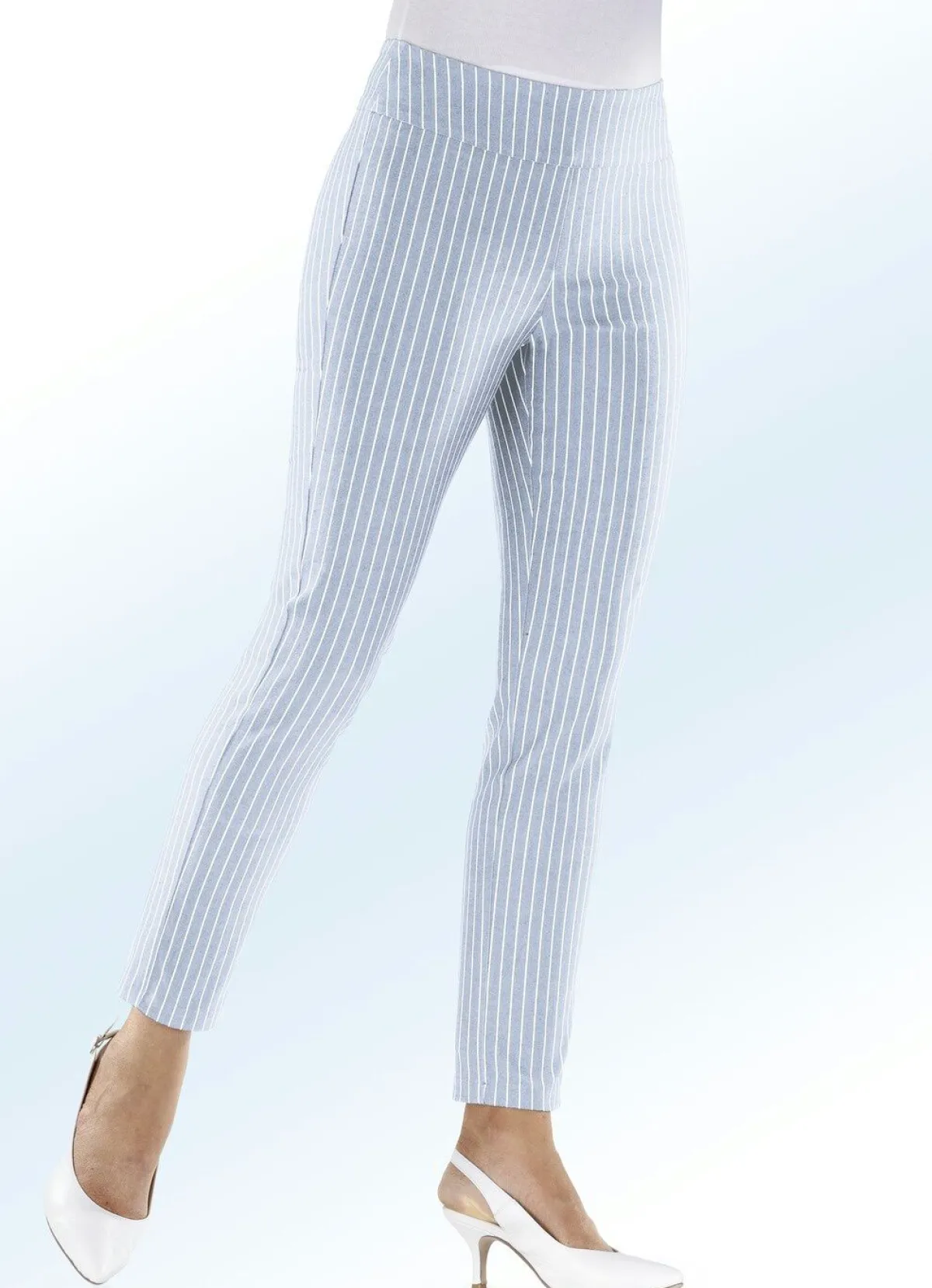 Best BADER Hose mit modischer Streifendessinierung HELLBLAU-WEISS