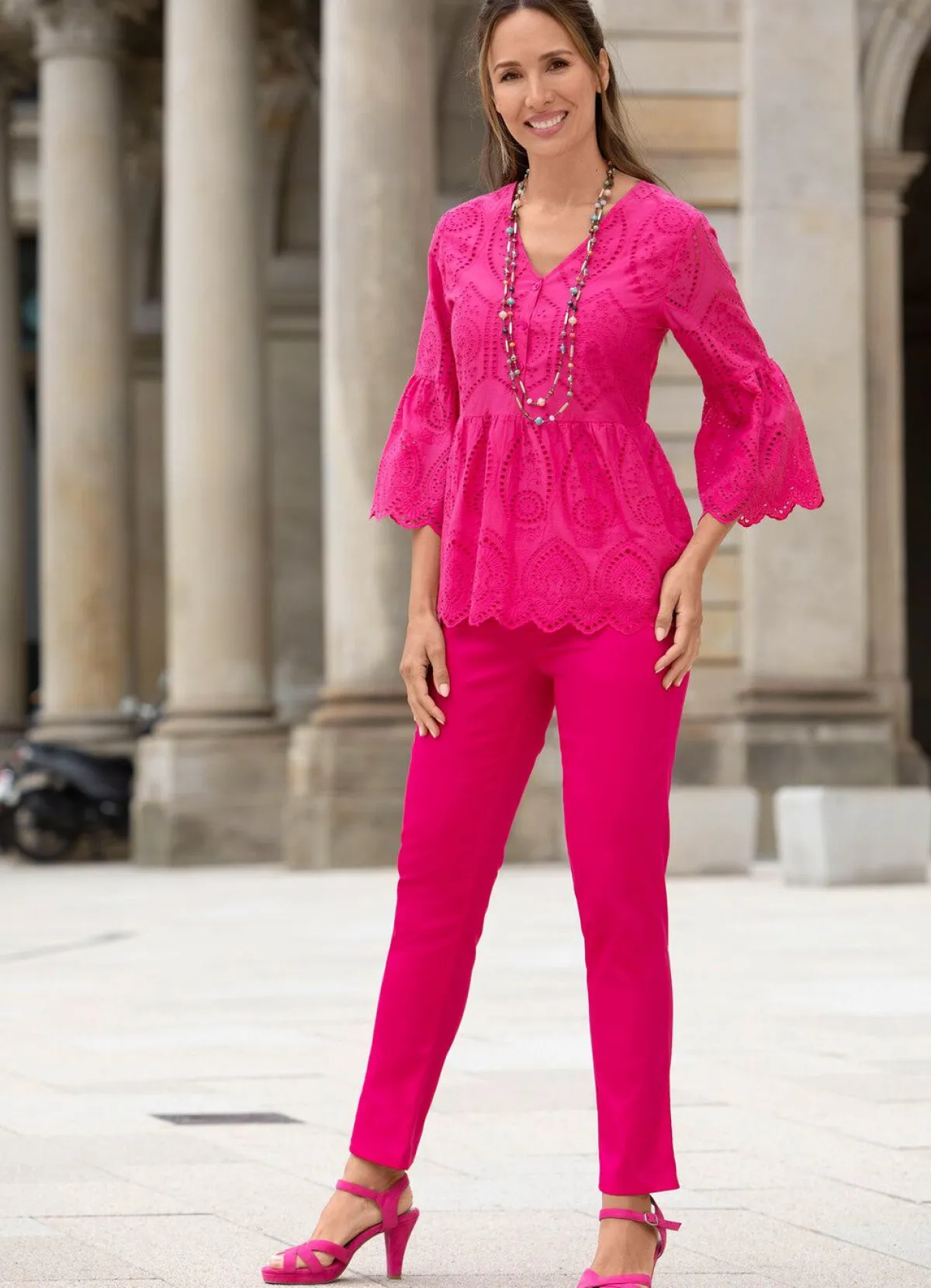 Discount BADER Hose mit platzierten Biesen PINK