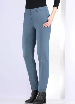 Hot KLAUS MODELLE MADE IN GERMANY Hose mit rückwärtigem Dehnbundeinsatz JEANSBLAU MELIERT