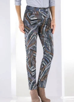 Sale BADER Hose mit rückwärtigen Dehnbundeinsätzen JEANSBLAU-SCHOKO-AUBERGINE