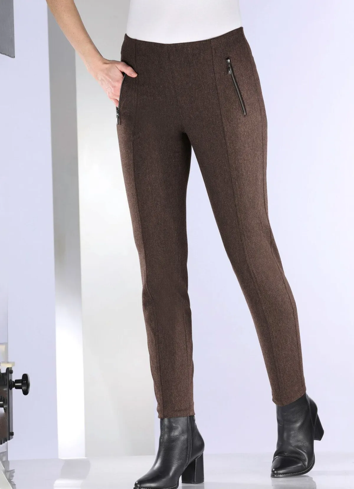 Sale BADER Hose mit Reißverschluss-Taschen COGNAC MELIERT