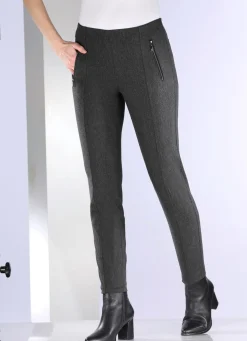 Outlet BADER Hose mit Reißverschluss-Taschen ANTHRAZIT MELIERT