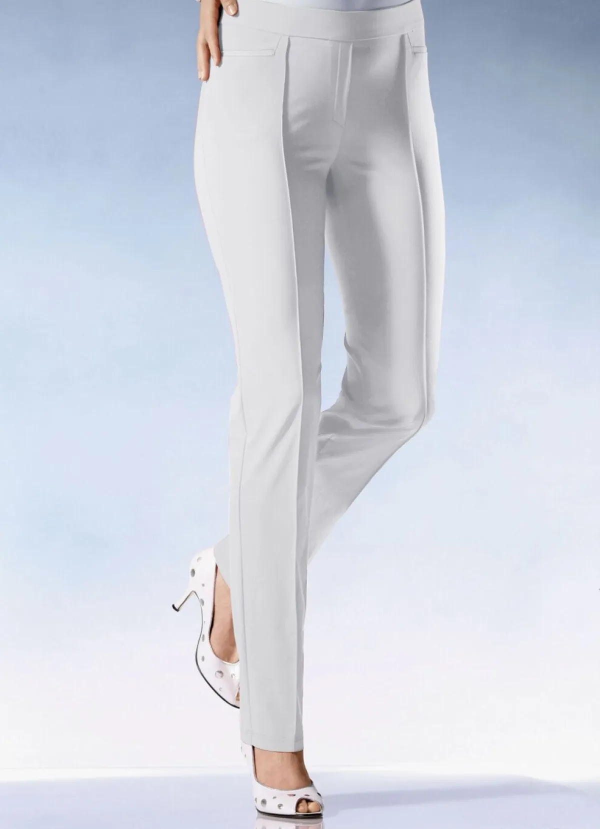 Hot KLAUS MODELLE MADE IN GERMANY Hose mit schmaler Fußweite in 15 Farben WEISS